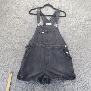 No Boundaries Overalls Womens XXL Black Denim Adjustable Straps Front Pocket